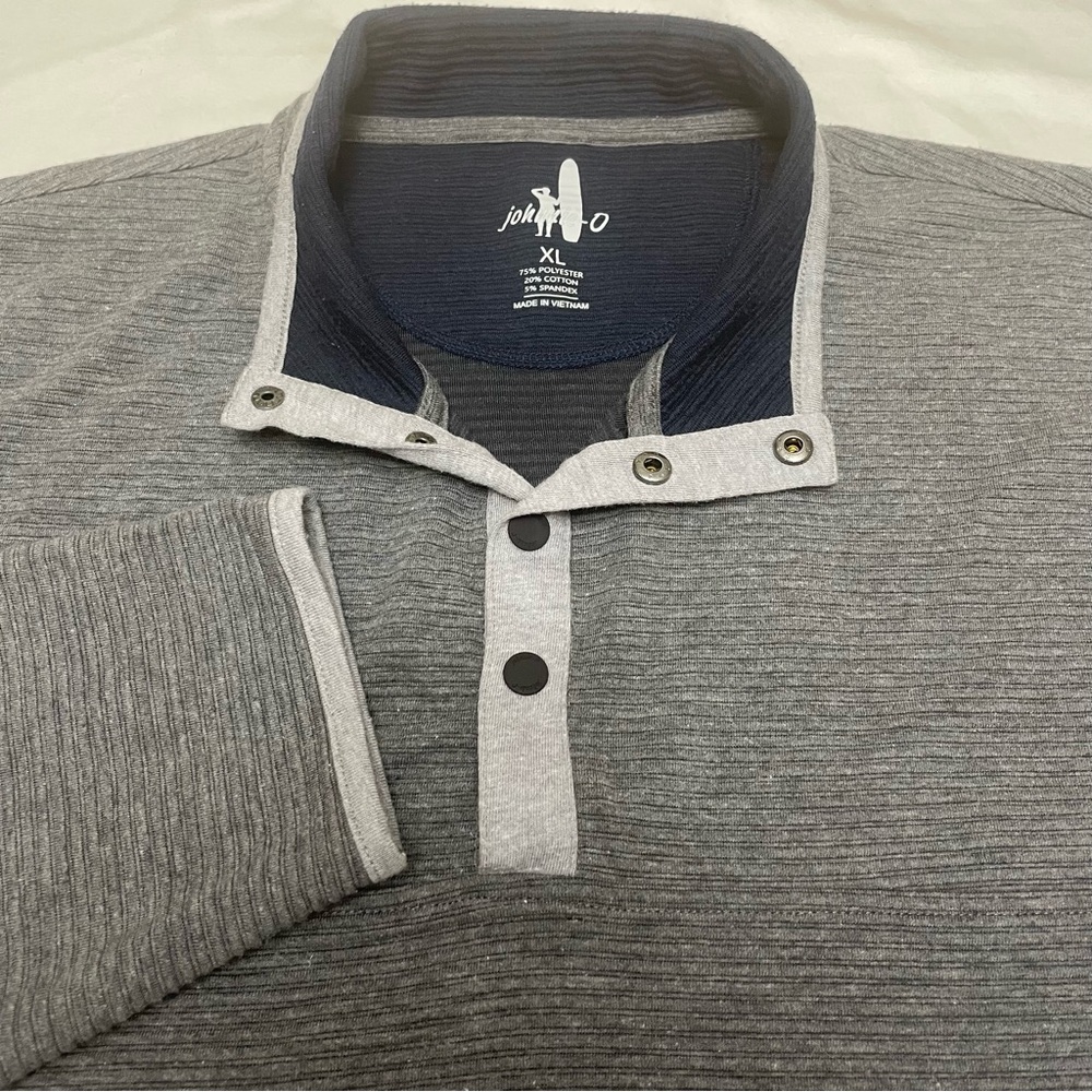 Johnnie-O Stamford Quilted Pullover Quarter Snap Button Charcoal Men’s XL
